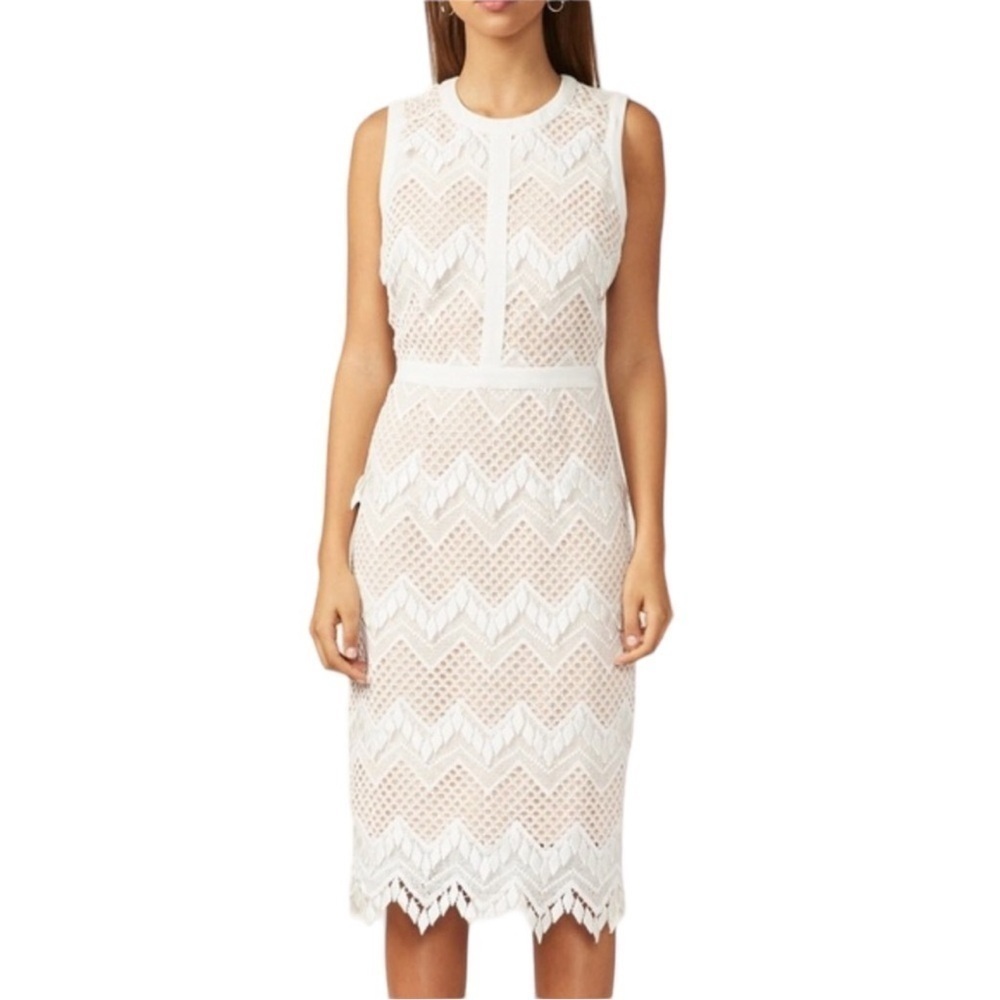 Adelyn Rae Melody White Lace Sheath MIDI Dress